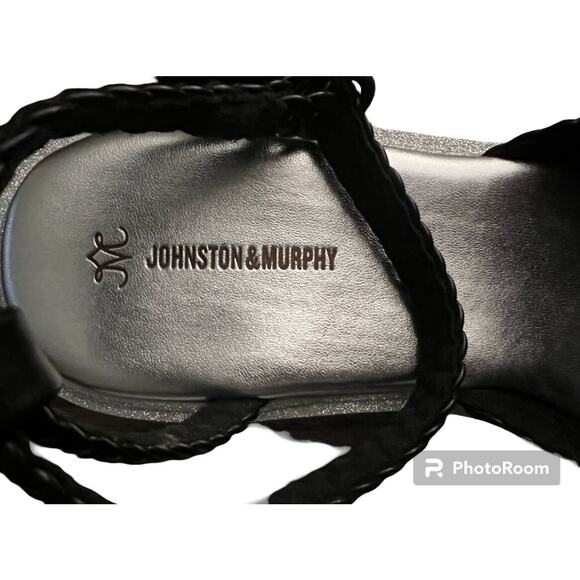 Johnston & Murphy Womens Sandals Black 8.5 Grace Platform Ankle Straps - Picture 2 of 10